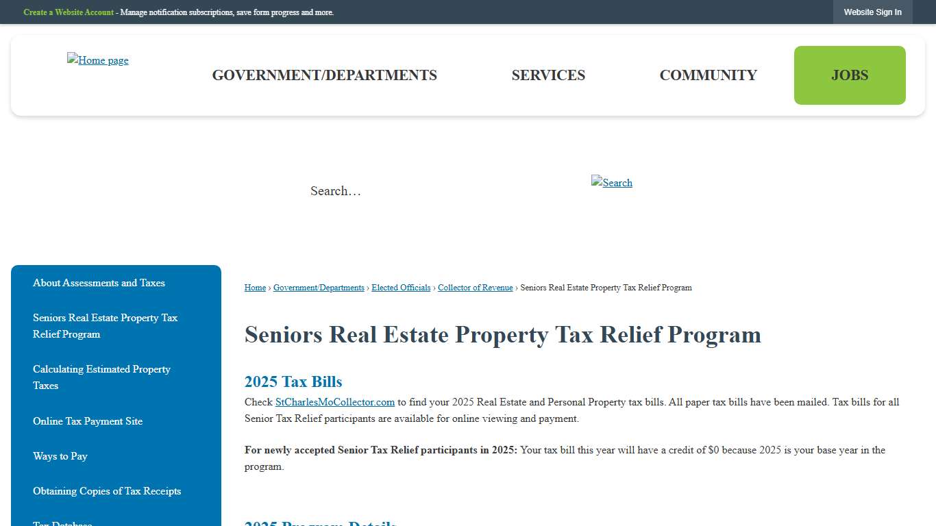 Seniors Real Estate Property Tax Relief Program | St Charles County, MO - Official Website