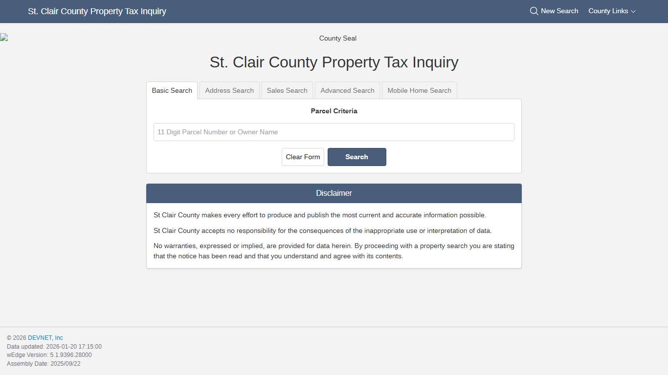 St. Clair County Property Tax Inquiry